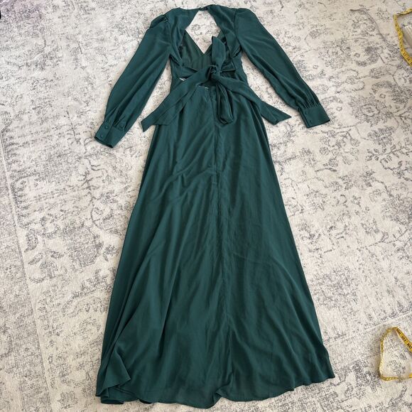 Lulus Talk About Divine Hunter Green Long Sleeve Backless Maxi Dress Size Large - Picture 3 of 9